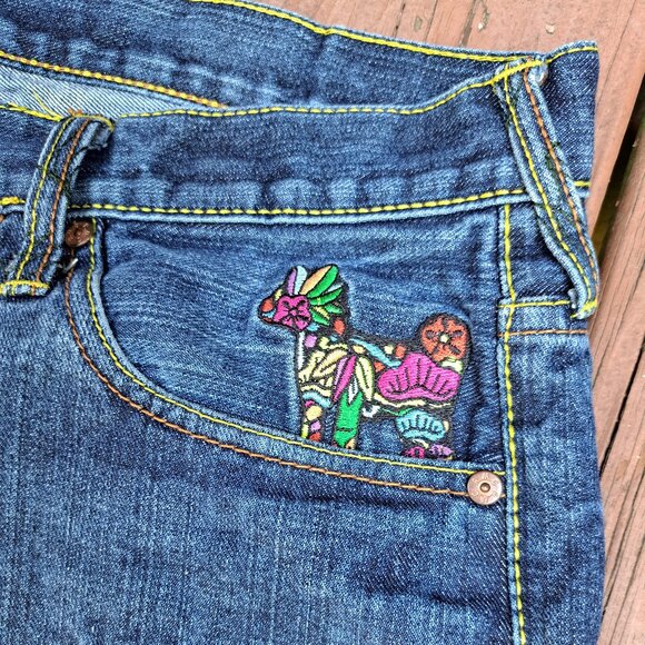 Men Vintage RMC Jeans Graphic Navy and Blue Jeans Size 34x32 Y2K - Picture 5 of 13